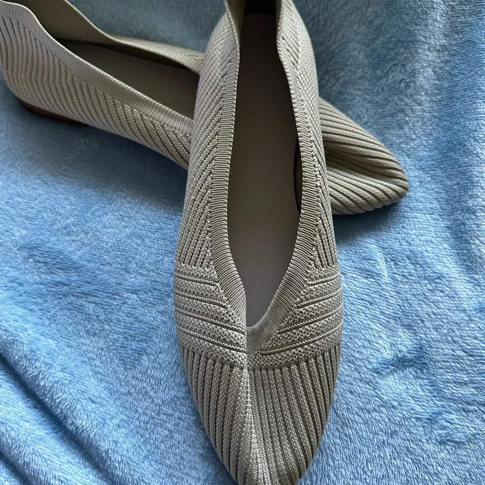 🤍✨ SHEIN Beige Knit Pointed Toe Flats EU 41 ✨🤍
